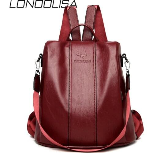 Pu Leather Multifunction Designer Backpacks for School Teenagers Girls Large Capacity Simple Shoulder Bag Anti-Theft Travel Pack