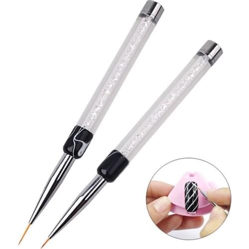 7/14mm Brush Crystal Acrylic Nail Art Brushes UV Gel Painting Line Brush Nylon Hair Pen Manicure Nail Liner Tools