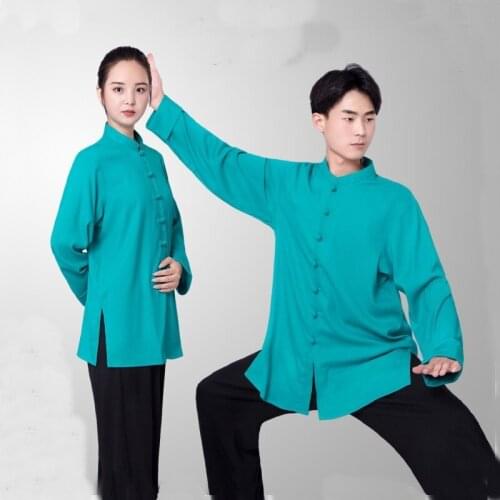 Chinese Linen Tai Chi Uniform Traditional Kung Fu Set For Women Stage Performance Solid Color Breathable Kung Fu Clothes TA2001