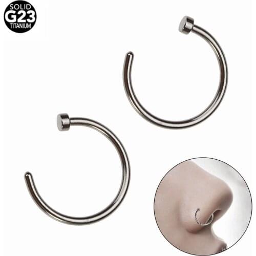 1PC G23 Titanium Nose Piercing Ring C Shape Lip Nose Ring Labret Neus Nostril Nose Rings Hoop for Womens Fashion Body Jewelry