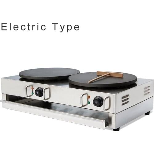 Commercial Double-burner Electric Crepe Maker Electric Pancake Making Machine LPG Gas Pancake Maker
