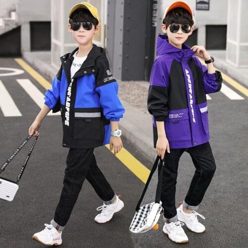 Printed Spring Autumn Boy Coat Jackets Overcoat Top Kids Teenage Gift Children Clothes Gift Formal School High Quality