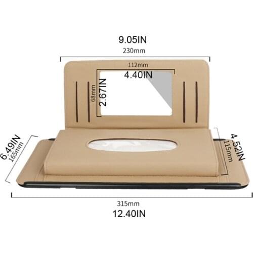 Multi-functional Tissue Box Dirt-resistant Waterproof PU Leather Automotive Tissue Holders for Car Vehicles