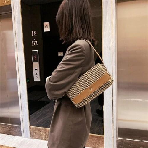 Fashion Exquisite Shopping Bag Retro Casual Women Totes Shoulder Bags Female Leather plaid Chain Handbag for Women 2021