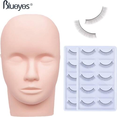 Eyelash Extension Training Kit For Beginners Practice False Eyelashes Silicone Mannequin Head Scale Eye Pads Lash Extension Sets