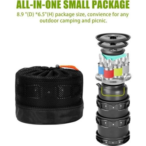 Outdoor Camping Cookware Kit Stainless Steel Pots Set Water Container Pan Travelling Hiking Picnic Tourist Tableware Equipment