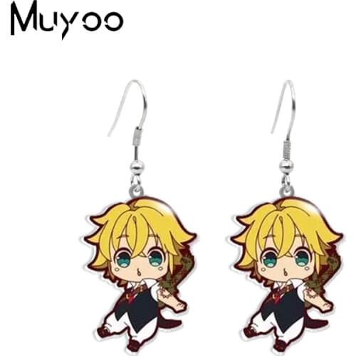 New Arrival Kawaii The Seven Deadly Sins Anime Characters Epoxy Acrylic Resin Dangles Handmade Fish Hook Earrings