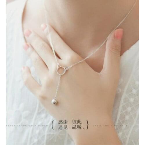New Arrival Simple Popular Accessories 925 Sterling Silver Jewelry Cute Cat Bell Personality Female Gift Necklaces H323