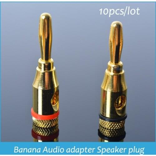 Wholesale 10pcs For Baiwei Banana Plug Gold-Plated Banana Audio Connector Speaker Amplifier Terminal Hi-fi Plug AV Adapter