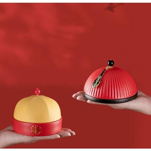 Chinese official hat ashtray trend household with cover anti fly ash fashion Chinese luxury high-end with cover