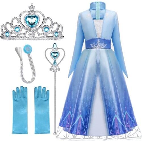 Girls Elsa Dress Snow Queen Halloween Carnival Princess Costume Child Elza Anna mesh skirt cloak Dress pants Fancy Dress Party