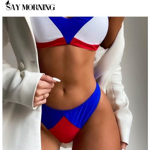 SAY MORNING Two-piece Swimsuit Colorblock Sexy Womens Swimwear Split Bikini Set New 2021 Beach Wear Swimming Suit Bathing