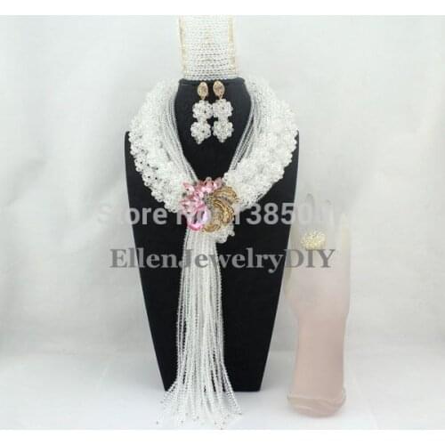 Luxury Costume African Beads Jewelry Set nigerian wedding bridal Crystal Beads Necklace Set African style necklace jewelry W6503