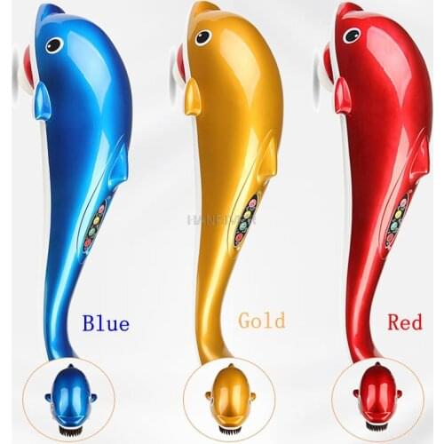 Handheld dolphin massager electric infrared massage hammer multifunctional neck and back body massage stick for pain relief