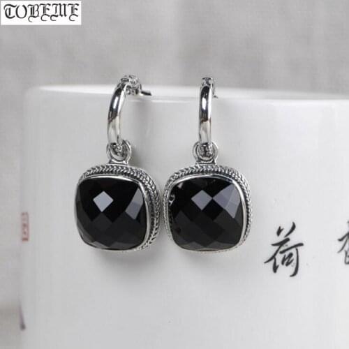 Handmade 100% 925 Silver Onyx Earrings 925 Sterling Bohemia Earrings Pure Silver Drop Earrings Women Jewelry Gift