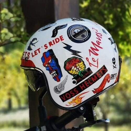 Scooter Helmet with Sun Visor Motorcycle Half Face Vintage Casco Free Shipping Jet Pilot Chopper Vespa Quality Capacetes Para