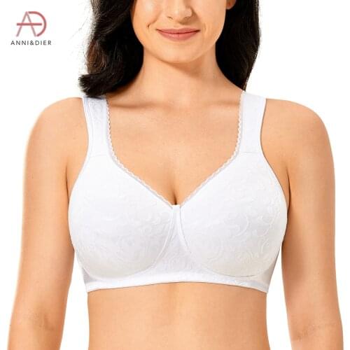 Womens Plus Size Wireless Minimizer Bra Lace Unlined Comfort Smooth