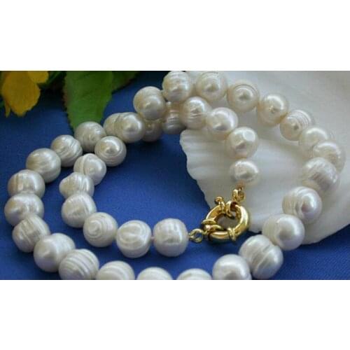 9mm white baroque pearl choker necklace gold clasp natural Freshwater PEARL Women Jewelry 35cm 43cm 15'' 17