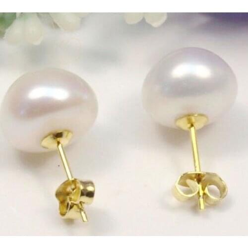 Wholesale 8-8.5mm MM Black/White/Pink/Purple Natural freshwater Pearl Stud Earrings A 1pair