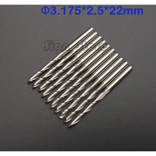 10pcs 1/8" 3.175*2.5MM *22MM Two Flutes Ball Nose Bits Carbide End Mill, Engraving Cutting Tools, CNC Router Cutters, Acryl, PVC
