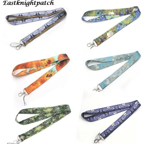 12pcs/lot E2514 Cartoon Vangogh Multi-function mobile phone lanyard Key Card Straps Badge Holder DIY Rope webbing for kids gift
