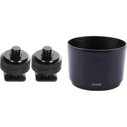 1x Lens Hood for Olympus M.ZUIKO ED 75-300mm & 2x 1/4 Inch-20 Hot Shoe Mount Adapter Tripod Screw to Flash Hot Shoe