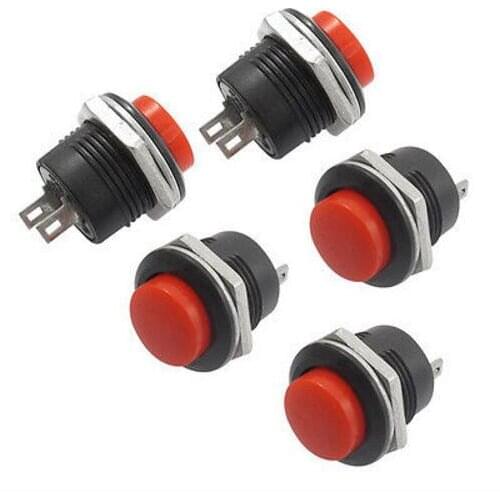 5pcs Red Color Momentary Push Button Switch OFF-ON Reset 16MM 3A 250V Button
