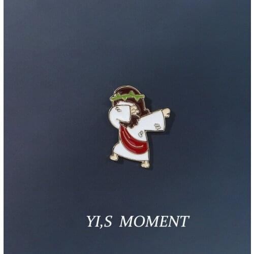 Jesus Brooch cartoon personality metal badge Cute Japanese creative mens and womens pin bag clothing decoration