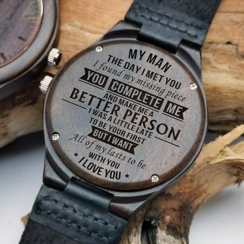 To my boyfriends my soulmate my everythingcarved content of the night light pointer wooden watch