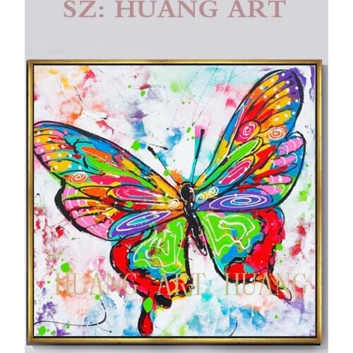 Handpainted Oil Painting Canvas Red Butterfly Wall Art Modern Abstract Beautiful Animal Art Picture on Canvas Home Decor