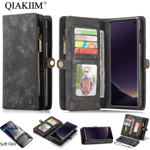Leather Flip Cases For Samsung Galaxy S20 S10 Plus S10e Note 10 8 9 A30 A40 A50 A70 A80 A90 Wallet Stand Cover Phone Bags + Film