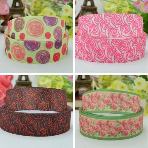 10 Yards 22mm 7/8" Flowers wedding Printed grosgrain ribbon hair bow Headwear DIY hair accessories retail