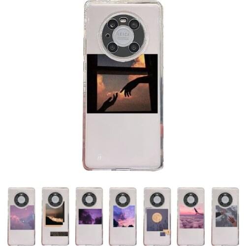 Fashion art clouds airplane Phone Case Transparent For Huawei honor V 40 30 20 X note 10 pro lite max s Soft TPU Clear bags