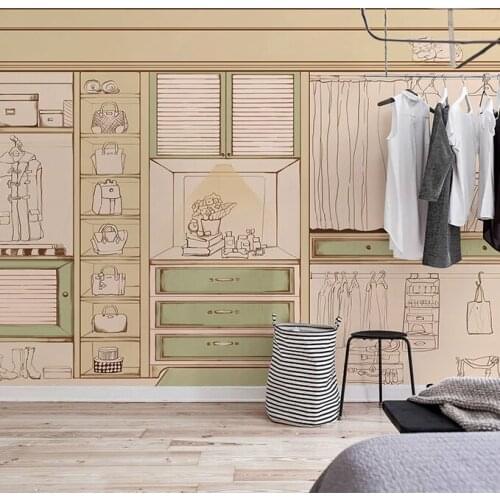 Bacaz 8d Wallpaper for walls Cartoon Wardrobe Wallpaper 3D Wall Modern Hand-painted Art Wall Mural for Kids room Bedroom Decor