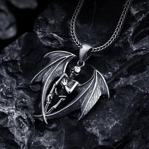 New Sterling Silver Necklace Mens Pendant Retro Gothic Punk Demon Personality Fashion Trendy Accessories Chains