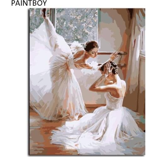 PAINTBOY Oil Painting Framed Picture Painting By Numbers Ballet Girl DIY Digital Canvas Oil Painting Home Decor G399