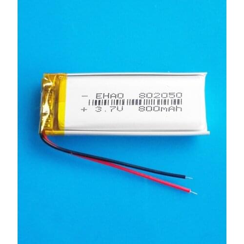 802050 3.7V 800mAh Rechargeable lipo battery polymer lithium for MP3 MP4 GPS DVD bluetooth recorder e-book camera 8*20*50mm
