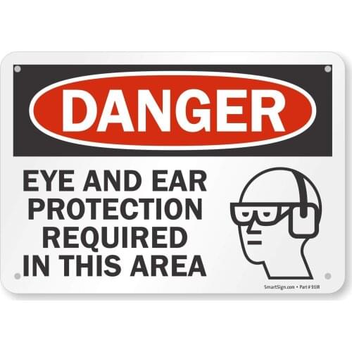 SmartSign Danger Eye and Ear Protection Required in This Area Sign | 7" x8" Plastic