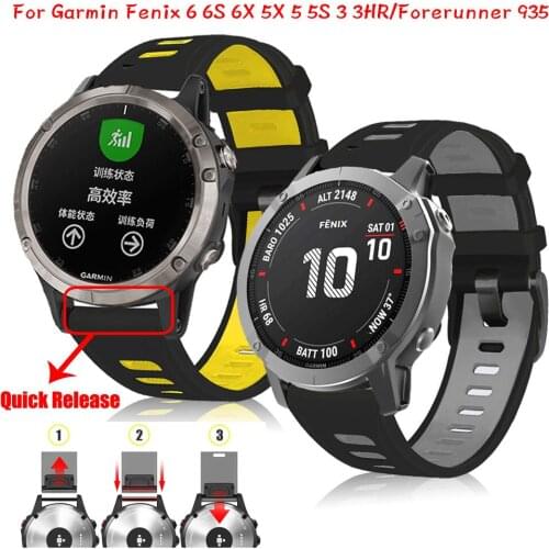 Sport Silicone Watchband Wriststrap For Garmin Fenix 6X 6 6X Pro 5X 5 5X 5X Plus 3 HR 22mm 26mm Easy Fit Quick Release Wirstband
