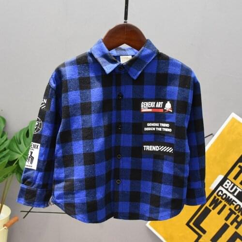 Kid Long Sleeve Plaids Shirts Child Kids Boys Girl Unisex Shirt Plaid Check Tops Blouse Casual boys Clothes 2-7years