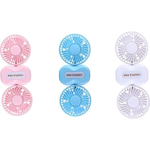 Hand Fan Double Leaf Lover Air Conditioner Fan Rechargeable Li Battery Portable Mini USB Summer Fans 350 Degree Rotation Fans