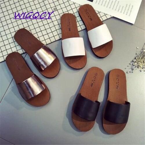 Open toe home flat slippers women 2019 new summer shoes woman Concise Fashion White Simple Slip Indoor Casual ladies shoes