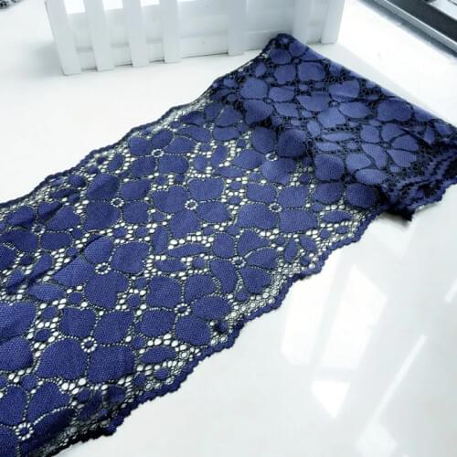 23CM Wide Stretch Elastic Lace Dark Blue Color Lace guipure lace Fabrics High Quality Free Shipping