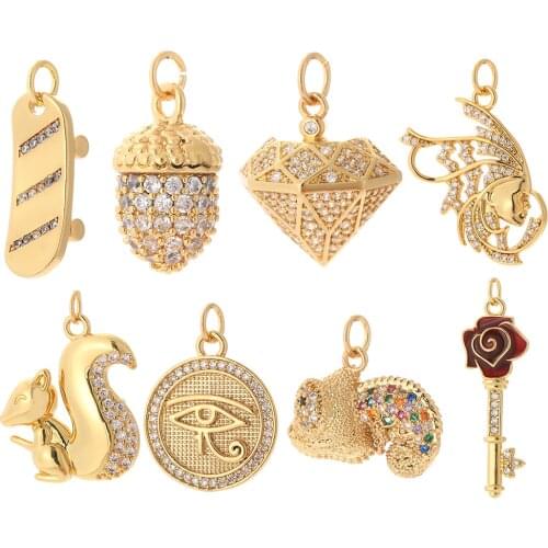 Cute Plant Animals Pendant Charms for Diy Earrings/necklace/bracelet Designer Chamrs Squirrel Fish Jewelery Making Supplies