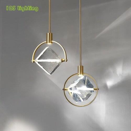 Golden Metal Crystal LED Pendant Lights Bedroom Bedside Hanglamp Bar Dining room Pendant Lamp Bright Loft Luminaire Atmosphere