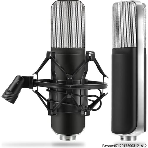 Q8 3.5mm Studio Condenser Microphone with Real-time monitoring large diaphragm condenser microphone for Karaoke Recording