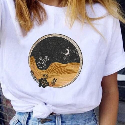 Women Graphic Clothing Moon Star Style 90s Cute Summer Spring Fashion Lady Clothes Tops Tees Print Female Tshirt T-Shirt