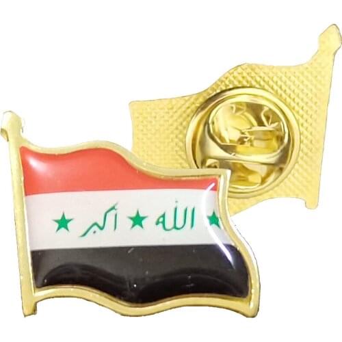 Iraq Flag Brooch Enamel Pins Electroplated Gold Badge Collar/Lapel/Backpack/School Bag Decorate Accessories