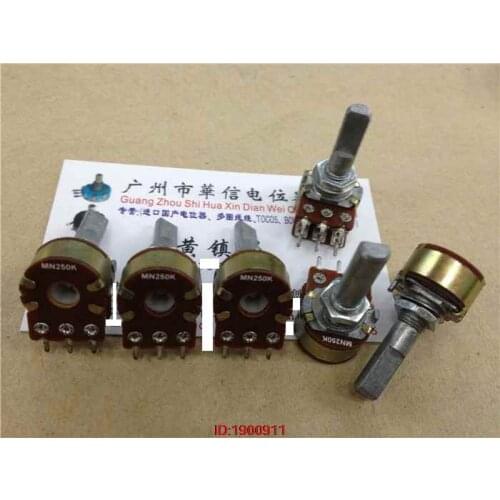 1pcs/lot Taiwan produced 16 double balanced potentiometer MN250K handle length 25MMF with the middle point back to zero