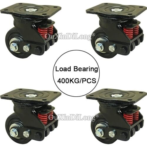 4PCS 3'' Heavy Equipment Gate Industrial Casters Spring Anti-Seismic Casters with Damping Universal Wheels Load 1200kg/4pcs